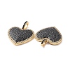 Heart Brass Micro Pave Cubic Zirconia Pendants KK-G435-04G-02-3