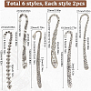 12Pcs 6 Styles Tibetan Style Alloy Bookmark Findings with Holes FIND-SC0008-99-2