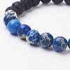 Natural Imperial Jasper(Dyed) & Lava Rock Stretch Bracelets BJEW-JB02755-3