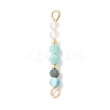 Faceted Round Natural Quartz Crystal & Amazonite & Apatite Beaded Connector Charms PALLOY-JF03530-03-1