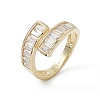 Clear Cubic Zirconia Rectangle Open Cuff Ring RJEW-G276-10G-1