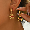 201 Stainless Steel Flat Round with Hollow Heart Hoop Earrings Daily Holiday Accessories OM1741-3-3