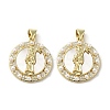Brass Pave Shell Pendants KK-I708-16M-G-1