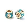 Eye & Star Pattern Rack Plating Brass Micro Pave Cubic Zirconia European Beads with Enamel KK-G512-01G-3