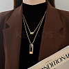 Rectangle & 3 Ring Stainless Steel Pendant Double Layer Necklaces for Women FS-WG0A6F5-01-4