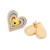 Heart Real 18K Gold Plated Brass Stud Earrings EJEW-L269-058G-2