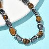 Natural  Tiger Eye
 & Non-magnetic Synthetic Hematite Beaded Braided Bead Bracelets for Men Women BJEW-Z148-08P-04-4
