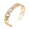 Brass Pave Colorful Cubic Zirconia Hollow Open Cuff Bangles for Women BJEW-S147-09G-A-1