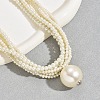 Plastic Imitation Pearl Round Ball Pendant Multi-Strand Beaded Necklaces FS-WG3508B-01-3