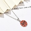 Zinc Alloy Hyacinth Rhinestone Sport Ball Pendant Cable Chain Necklaces NJEW-U024-01P-03-2