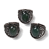 Natural Green Aventurine Oval Adjustable Rings RJEW-K271-06R-18-1
