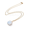 Natural Aquamarine Hexagon Wrapped Pendant Necklace with 304 Stainless Steel Chains NJEW-JN04022-2