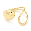 Rack Plating Brass Teardrop Open Cuff Ring for Women RJEW-A016-06G-1