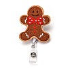 Christmas Gingerbread Man Felt & ABS Plastic Badge Reel AJEW-I053-04-1
