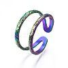 304 Stainless Steel Double Line Wrap Cuff Ring RJEW-N038-101-4