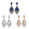 3 Pairs 3 Colors Glass Teardrop Dangle Stud Earrings EJEW-FI0001-88-1