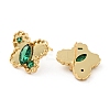 Green Cubic Zirconia Butterfly Stud Earrings EJEW-G297-35B-G-2