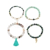 4Pcs 4 Style Natural & Synthetic Mixed Gemstone & Pearl Stretch Bracelets Set BJEW-JB08887-5