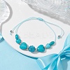 Heart Synthetic Turquoise Braided Bead Bracelets BJEW-JB09822-4