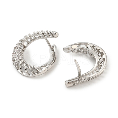 Rack Plating Brass with Cubic Zirconia Hoop Earrings for Women EJEW-G363-03P-1