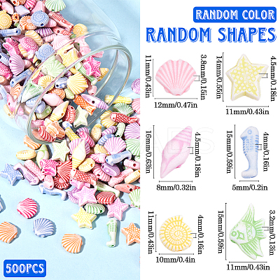 500Pcs Craft Style Acrylic Beads MACR-SP0001-43-1