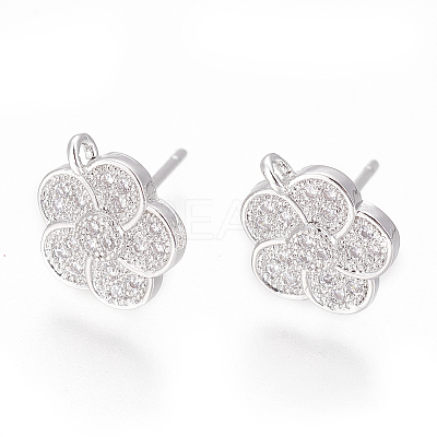 Brass Stud Earring Findings X-ZIRC-O034-18P-1