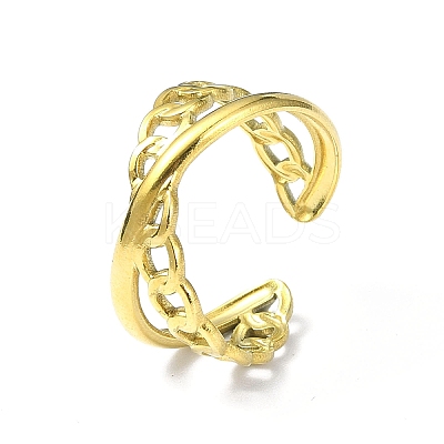 Ion Plating(IP) 304 Stainless Steel Open Cuff Ring RJEW-L109-033G-1