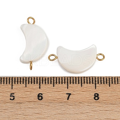 Natural Shell Moon Connector Charms STAS-D378-24G-1