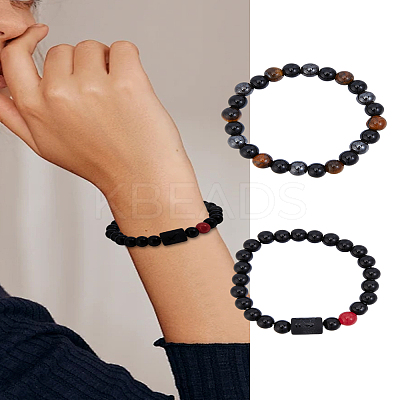 Natural Mixed Gemstone Stretch Bracelets BJEW-LP0001-25F-1