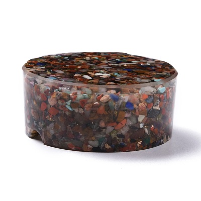 Resin with Natural Mixed Stone Chip Stones Ashtray DJEW-F015-01B-1