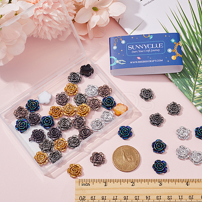 100Pcs 5 Colors Electroplated Resin Cabochons CRES-SC0002-61-1