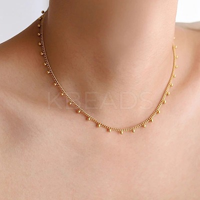 304 Stainless Steel Round Beads Tassel Twisted Chain Necklaces for Women FS-WG442A8-01-1