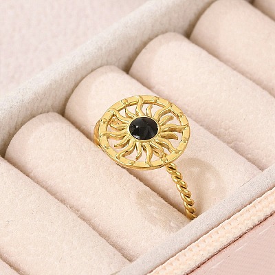 304 Stainless Steel Enamel Cuff Rings for Women RJEW-G338-01G-02-1