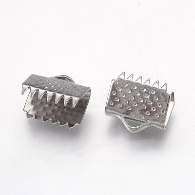 Non-Tarnish 304 Stainless Steel Ribbon Crimp Ends STAS-G187-24P-10.5mm-1