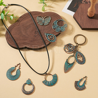 14Pcs 14 Styles Tibetan Style Alloy Pendants FIND-TA0010-61-1