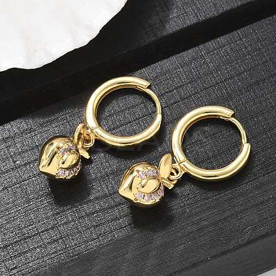 Brass Cubic Zirconia Hoop Earrings EJEW-Q015-01G-C-1