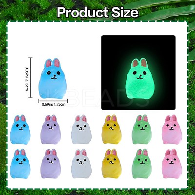 36Pcs 6 Colors Rabbit Luminous Resin Display Decorations DJEW-SZ0001-09-1