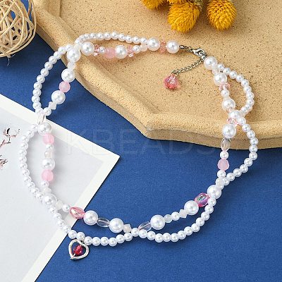 Alloy Heart Pendant Necklace NJEW-FZ00004-11-1