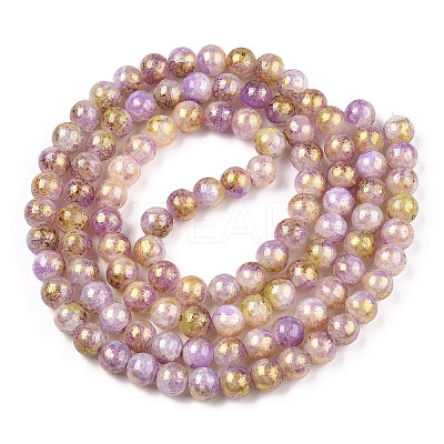 Baking Paint Crackle Glass Bead Strands DGLA-R053-05O-1