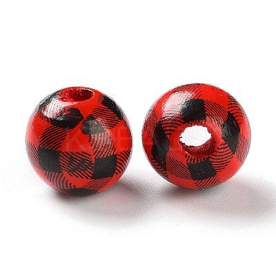 Printed Wood European Beads WOOD-Z002-09A-1
