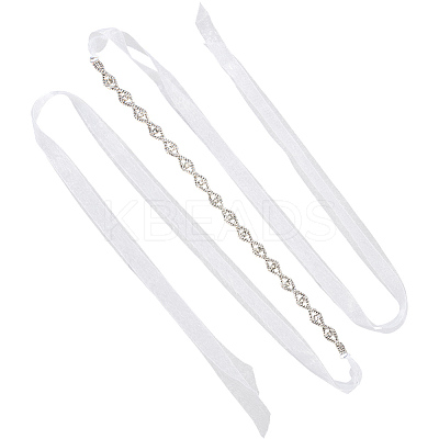 Metal Full Crystal Rhinestone Horse Eye Bridal Waist Belts for Wedding Dress AJEW-WH20080-65C-S-1