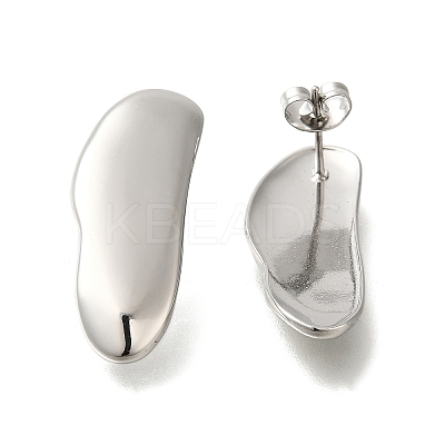 304 Stainless Steel Oval Stud Earrings for Women EJEW-S227-51P-1