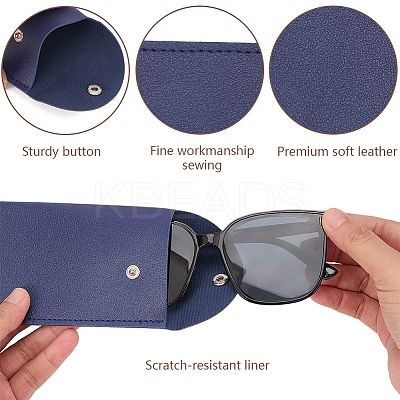 5Pcs 5 Colors Rectangle PU Leather Eyelasses Case AJEW-CN0005-39-1