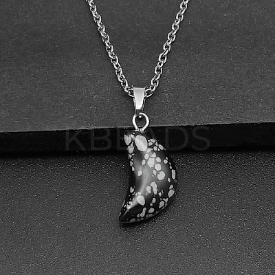 Moon Natural Snowflake Obsidian Pendant Necklaces AK5365-8-1