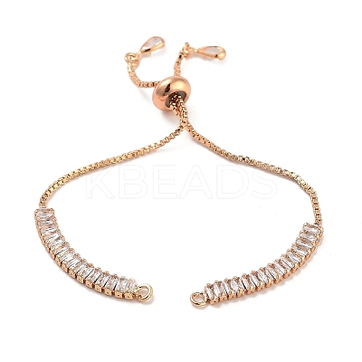 Brass Pave Clear Cubic Zirconia Rectangle Slider Bracelet Making BJEW-U005-01G-1