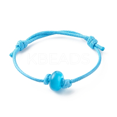 Cat Eye Rondelle Beaded Cord Bracelet BJEW-JB07852-1