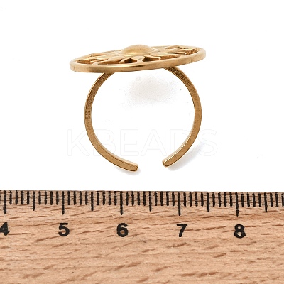 Sun Hollow 304 Stainless Steel Open Cuff Rings for Women RJEW-A091-18G-1