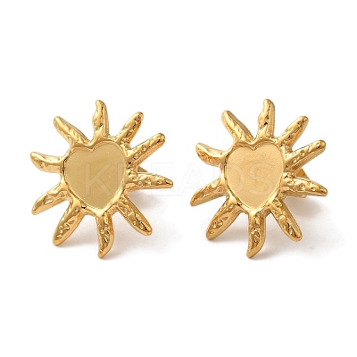 Ion Plating(IP) 304 Stainless Steel Sun Stud Earrings EJEW-C114-28G-1