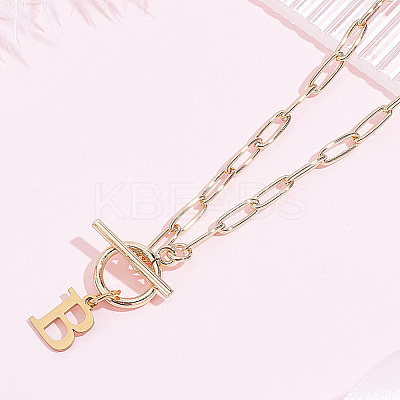 304 Stainless Steel Letter Pendant Necklaces NJEW-LP0001-52B-G-1