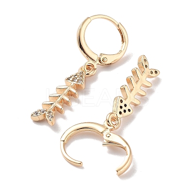 Real 18K Gold Plated Brass Dangle Leverback Earrings EJEW-L269-023G-1